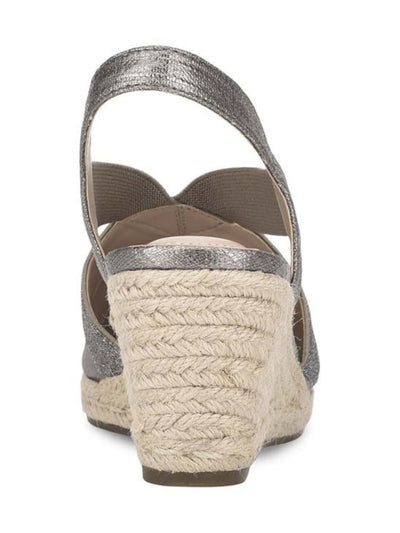 BANDOLINO Womens Pewter Multi Gold Mixed Media Slingback Crisscross Upper Padded Goring Nila Cap Toe Wedge Slip On Espadrille Shoes 6.5 M