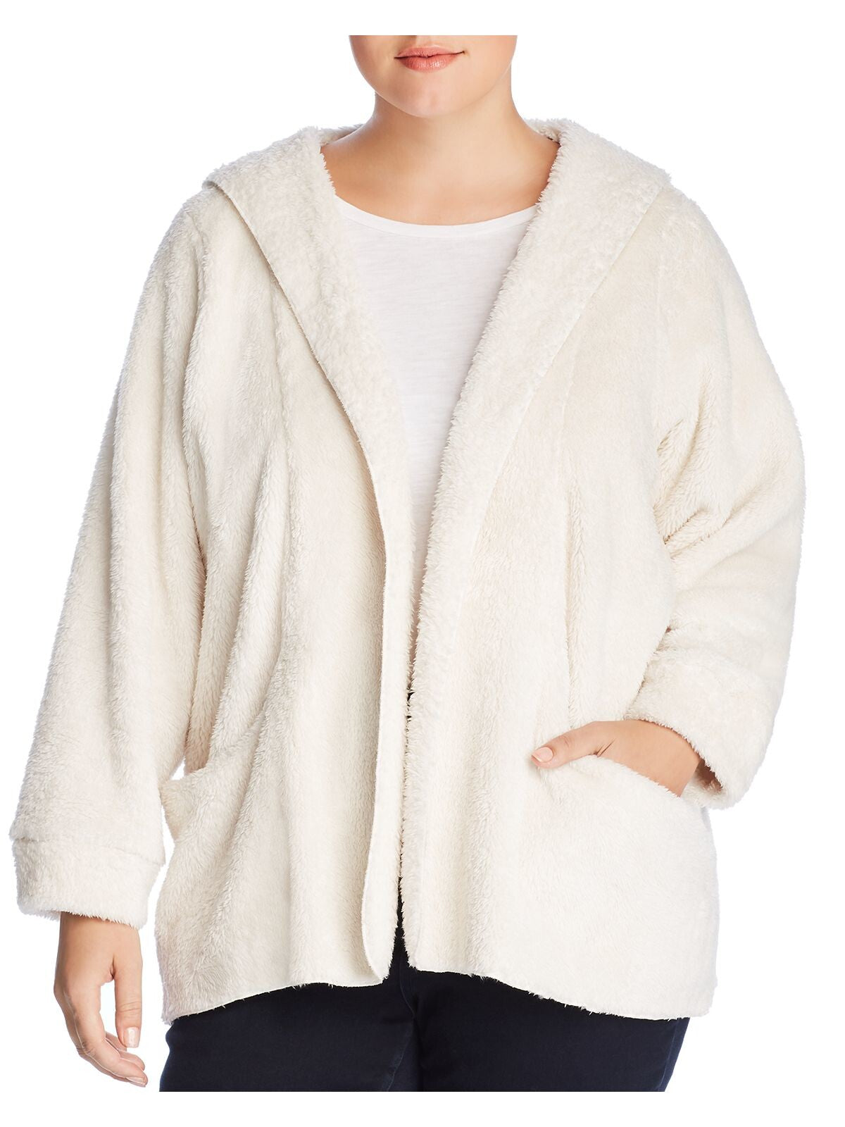 CUPIO BLUSH Womens Fleece Pocketed Long Sleeve Open Front Jacket