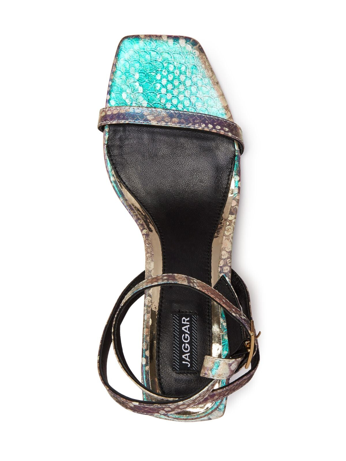 JAGGAR Womens Rainbow Snake Ankle Strap Padded Essential Square Toe Sculpted Heel Buckle Slingback Sandal