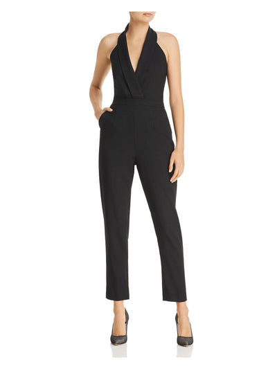 ADELYN RAE Womens Black Sleeveless V Neck Evening Straight leg Jumpsuit XS