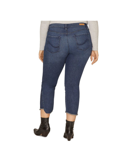 SANCTUARY DENIM Womens Blue Zippered Pocketed Modern Fit  Straight-leg Cropped Jeans Plus 24W