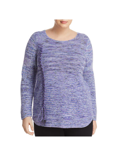 NIC+ZOE Womens Purple Long Sleeve Crew Neck Wear To Work Sweater Plus 1X