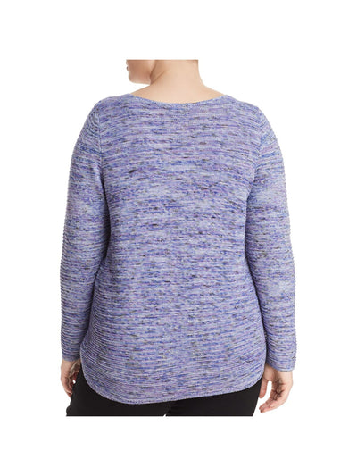NIC+ZOE Womens Long Sleeve Lace-up Curved Hem Crew Neck Wear To Work Sweater