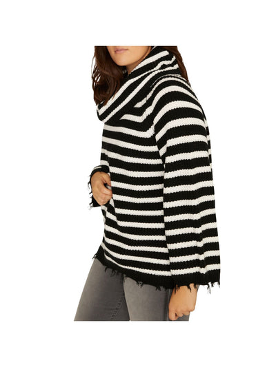 SANCTUARY Womens Long Sleeve Frayed-hem Cowl Neck Sweater