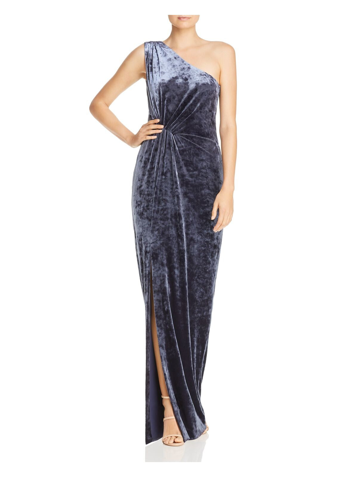 RACHEL ZOE Womens Blue Slitted Sleeveless Asymmetrical Neckline Full-Length Formal Sheath Dress 2