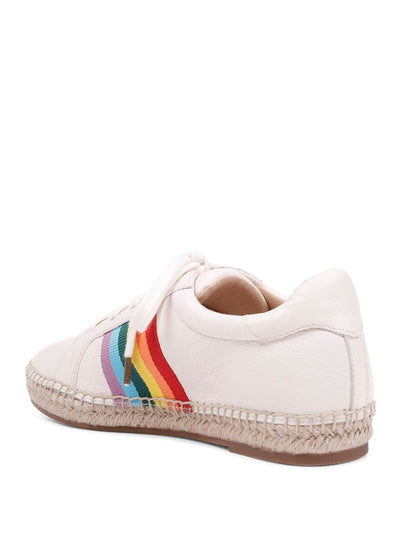 SPLENDID Womens White Ivory Striped Espadrille Sole Padded Sada Round Toe Lace-Up Leather Sneakers Shoes 10 M