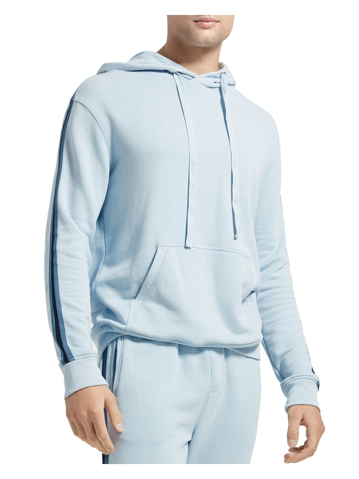 ATM Mens Light Blue Long Sleeve Draw String Hoodie L