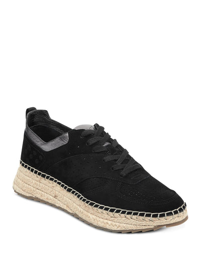 MARC FISHER Womens Black 1" Platform Espadrille Perforated Treaded Julio Round Toe Wedge Lace-Up Leather Athletic Sneakers Shoes 7.5 M