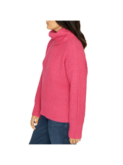 SANCTUARY Womens Pink Knit Ribbed High Roll-neck Long Sleeve Sweater Plus 1X