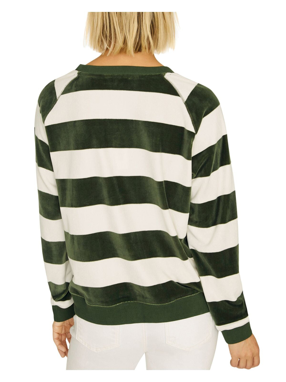 SANCTUARY Womens Green Striped Long Sleeve Crew Neck Sweater XXS