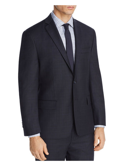 MICHAEL KORS Mens Navy Single Breasted, Windowpane Plaid Classic Fit Suit Separate Blazer Jacket 38R