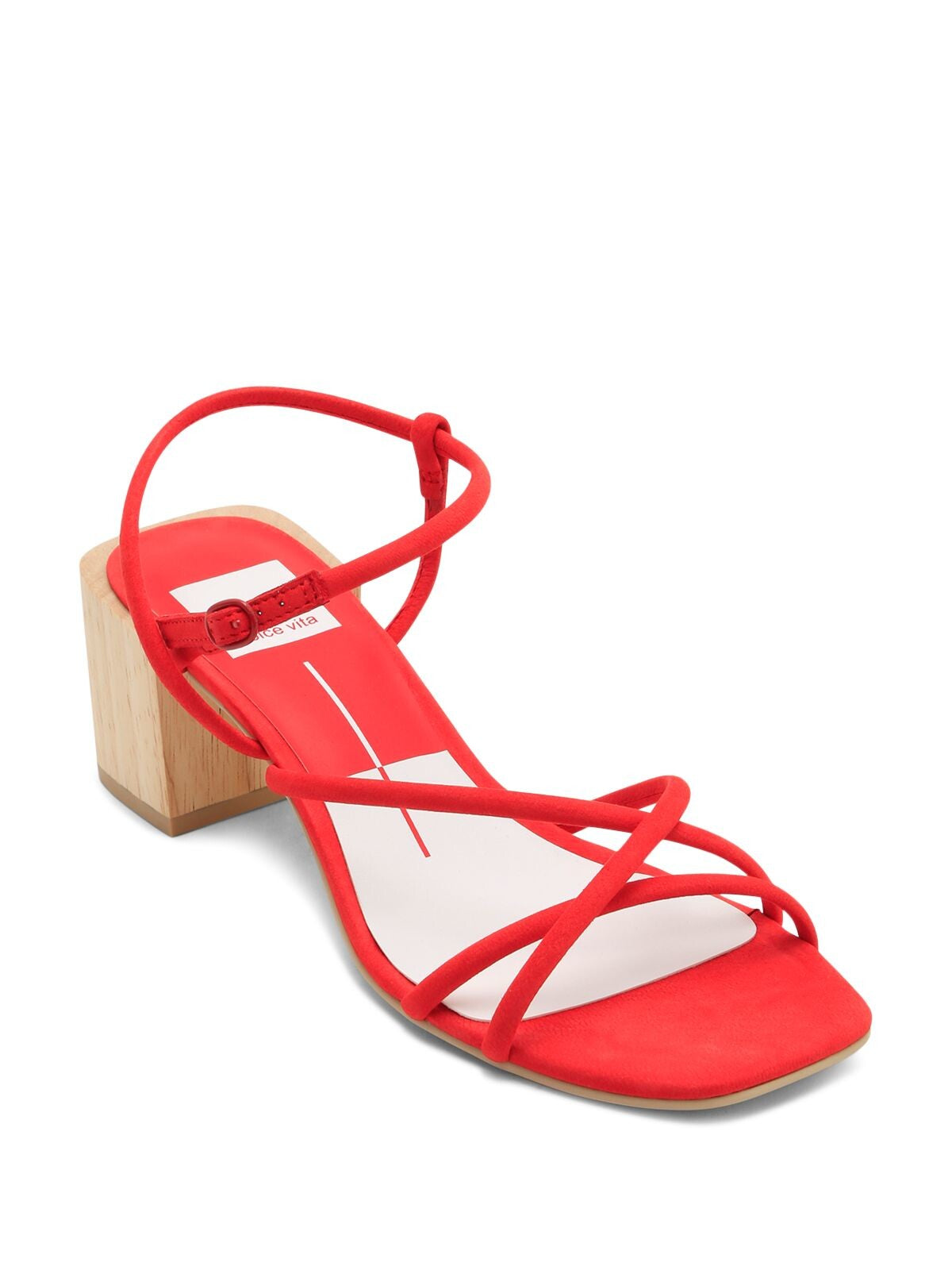 DOLCE VITA Womens Red Strappy Zayla Square Toe Block Heel Buckle Dress Slingback Sandal 11