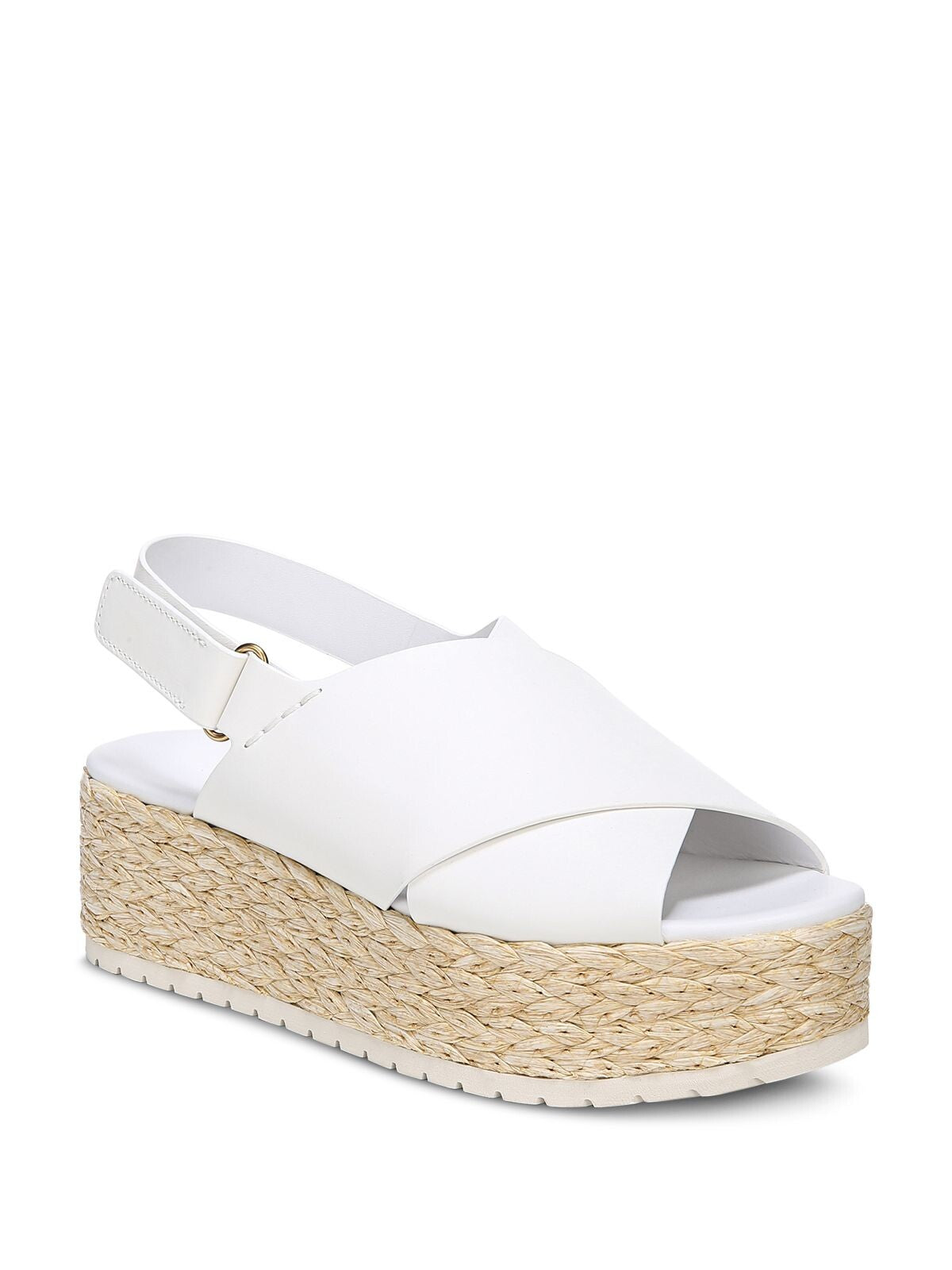 VINCE. Womens White 1-1/2" Platform Padded Jesson Round Toe Wedge Leather Espadrille Shoes 10 M