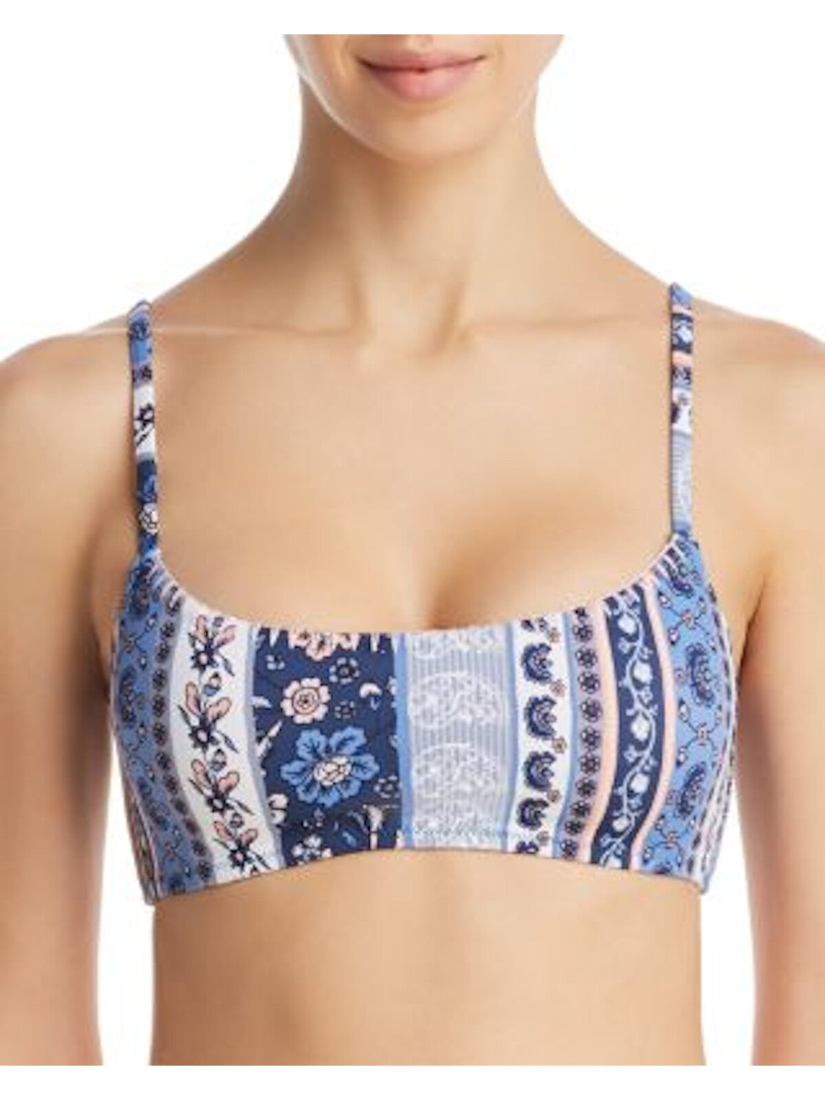 MINKPINK Women's Multi Color Printed Scoopneck Bandeau Swimwear Top M