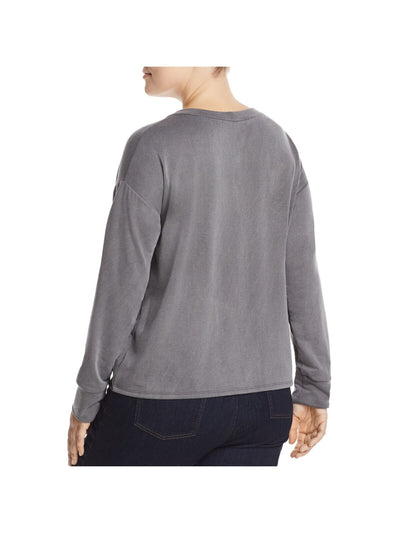ELAN Womens Long Sleeve Tie-front Top