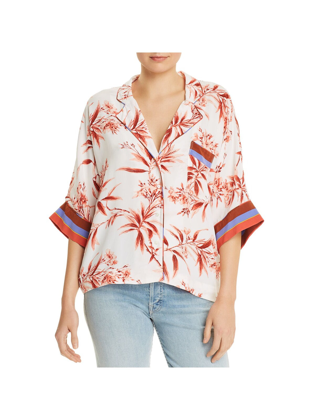 JOIE Womens Kimono Sleeve V Neck Blouse