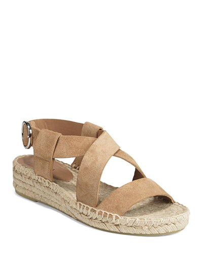 VIA SPIGA Womens Beige 3/4" Platform Adjustable Strap Gia Round Toe Wedge Buckle Leather Espadrille Shoes 6 M