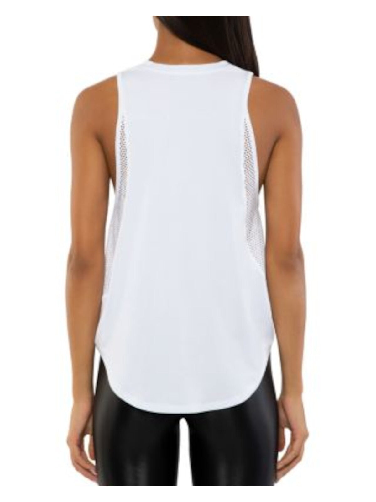 KORAL Womens White Sleeveless Round Neck Tank Top L