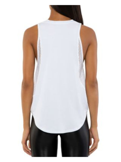 KORAL Womens White Sleeveless Round Neck Tank Top L