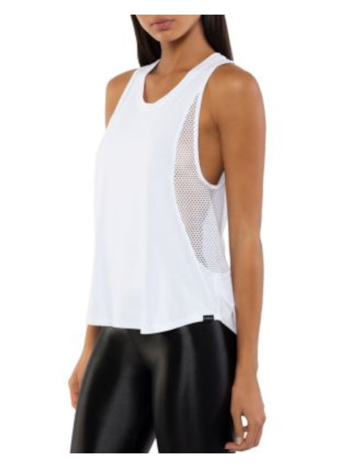 KORAL Womens White Sleeveless Round Neck Tank Top L