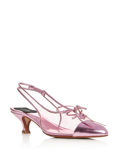 MARC JACOBS Womens Pink Translucent Lace Cap Toe Kitten Heel Slip On Slingback 36.5