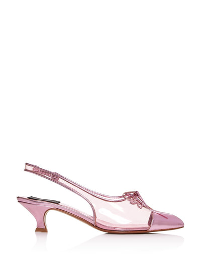 MARC JACOBS Womens Pink Translucent Lace Cap Toe Kitten Heel Slip On Slingback 36.5