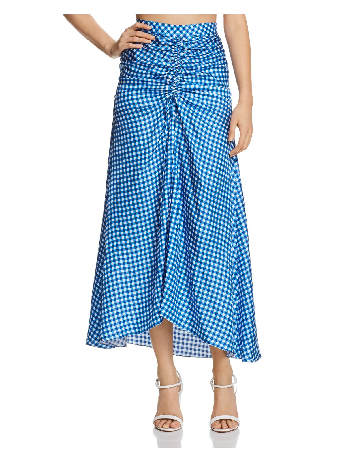 PAPER LONDON Womens Blue Check Maxi Mermaid Skirt Size: 4