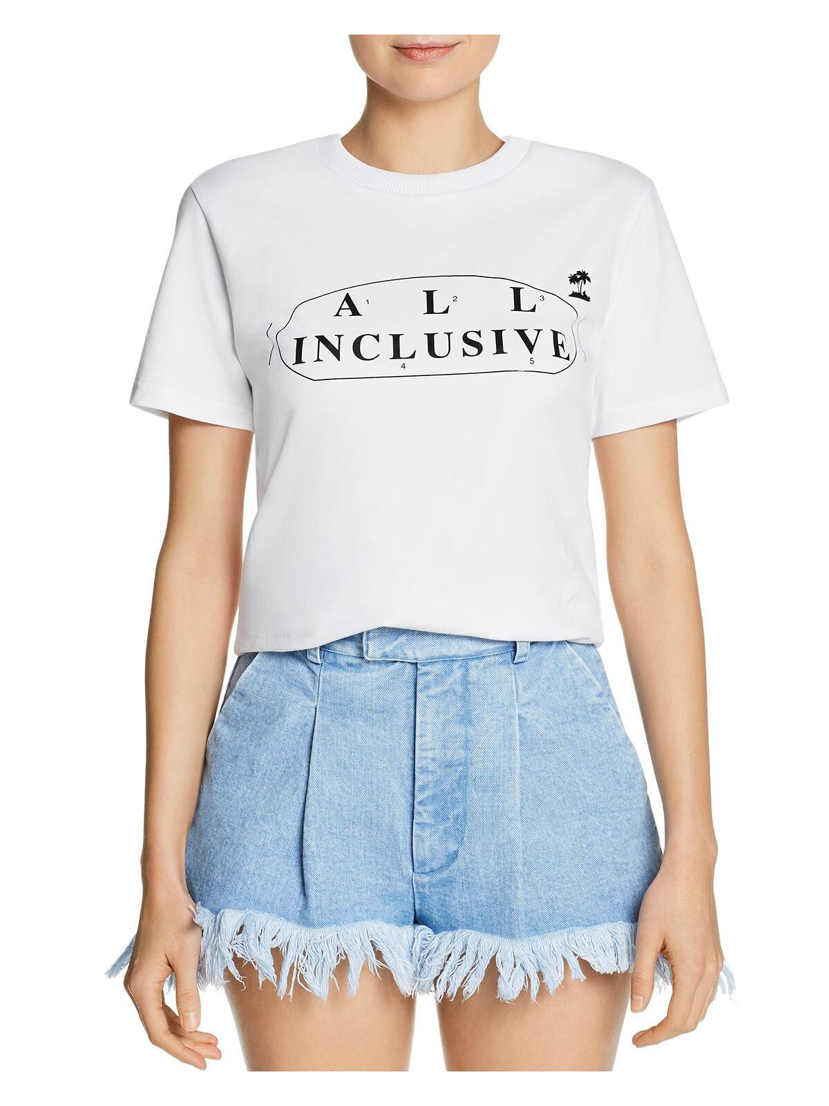 KSENIA SCHNAIDER Womens White Short Sleeve Top Size: L