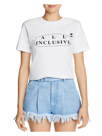 KSENIA SCHNAIDER Womens White Short Sleeve Top Size: L