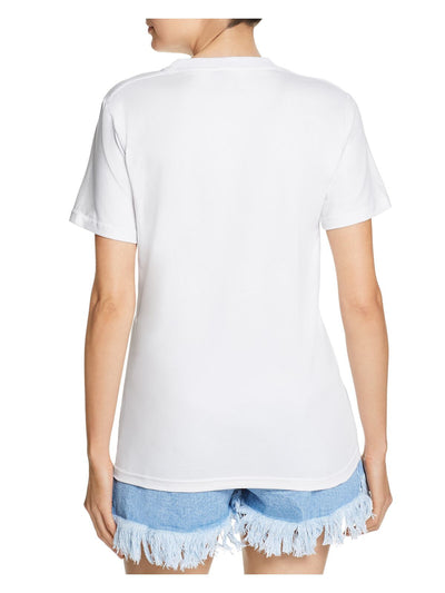 KSENIA SCHNAIDER Womens White Short Sleeve Top Size: L