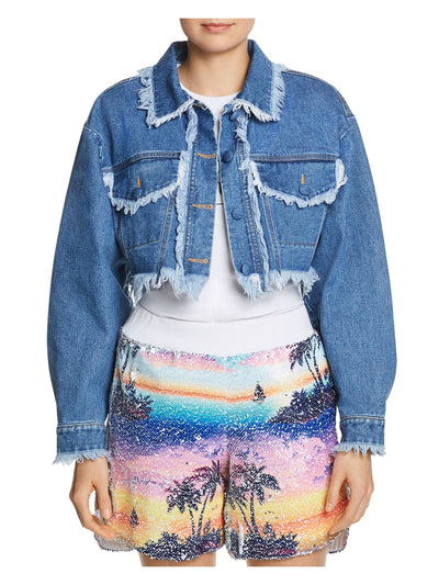 KSENIA SCHNAIDER Womens Blue Denim Jacket L