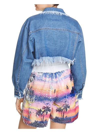 KSENIA SCHNAIDER Womens Blue Denim Jacket L