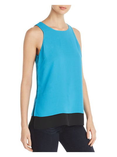 LE GALI Womens Aqua Tie Sleeveless Jewel Neck Top Size: L