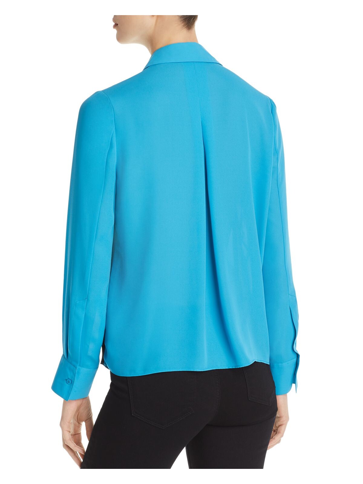 LE GALI Womens Aqua Long Sleeve Collared Blouse M