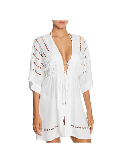 VIX PAULA HERMANNY Women's White Eyelet San Diego Swimsuit Cover Up S