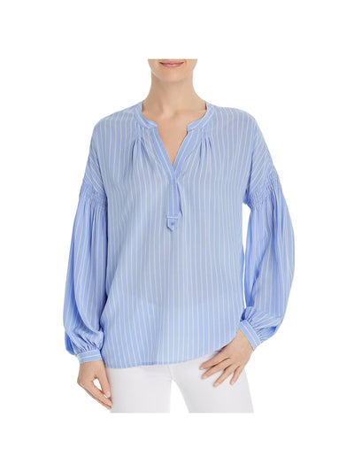 JOIE Womens Light Blue Striped Long Sleeve V Neck Top M