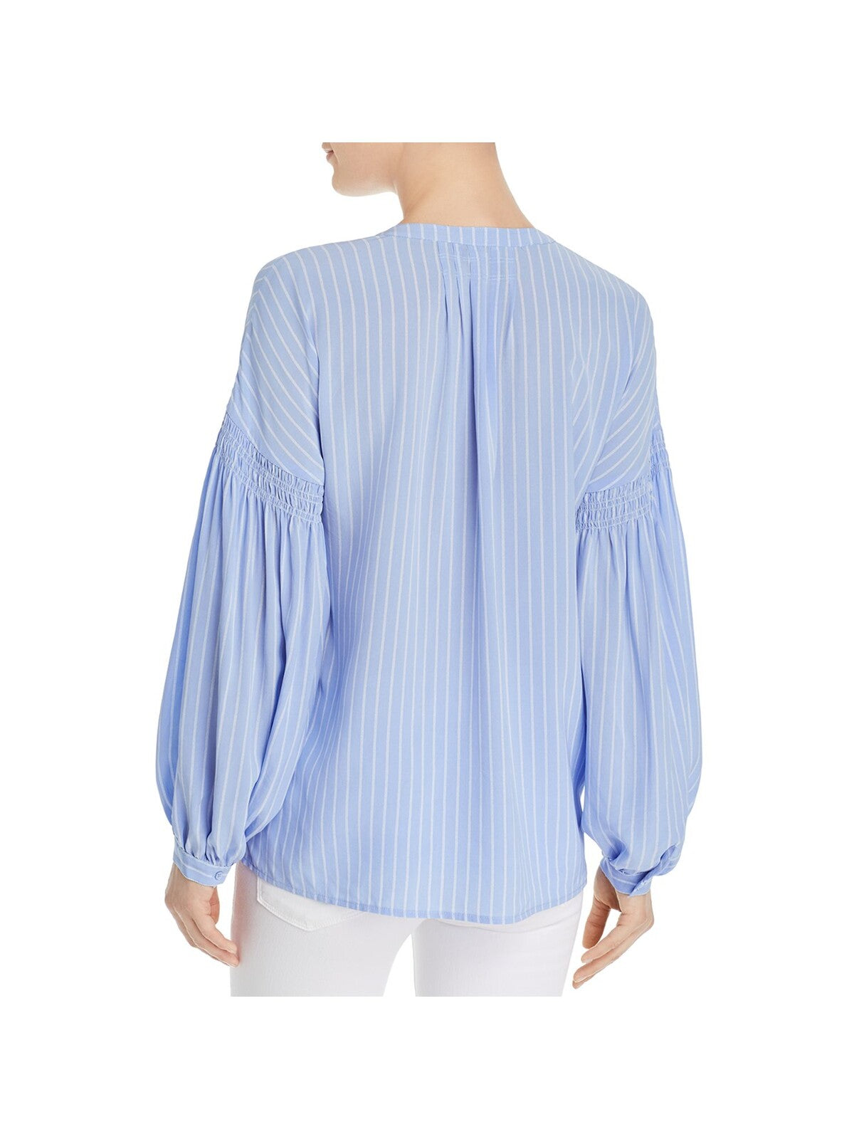 JOIE Womens Light Blue Striped Long Sleeve V Neck Top S