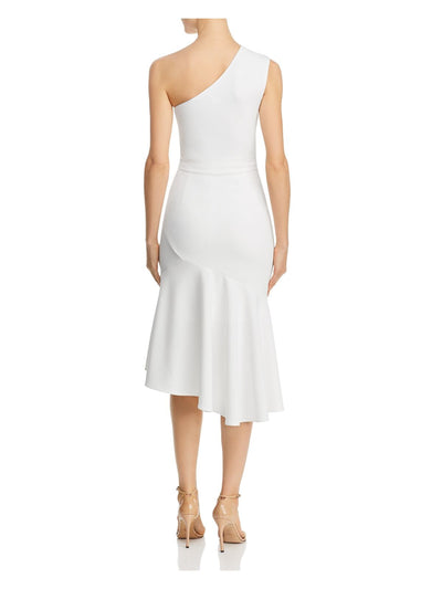 AQUA DRESSES Womens Ivory Zippered Sleeveless Above The Knee Evening Hi-Lo Dress 4