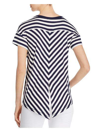 K & C Womens Stretch Short Sleeve Crew Neck Hi-Lo T-shirt Top