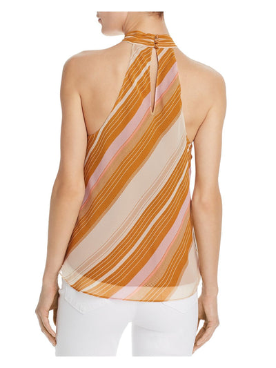 JOIE Womens Gold Sheer Striped Sleeveless Halter Top M