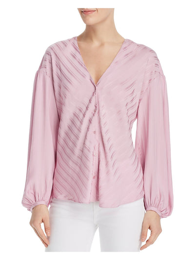 JOIE Womens Pink Long Sleeve V Neck Blouse M