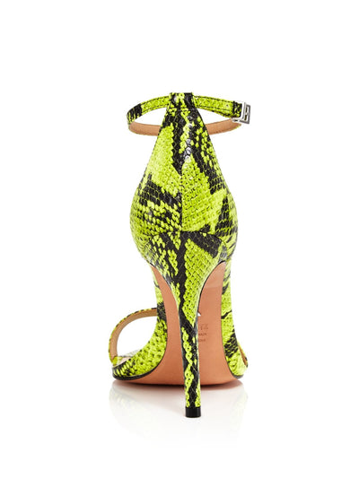 SCHUTZ Womens Green Snake Adjustable Strap Cushioned Cadey Lee Open Toe Stiletto Buckle Leather Dress Slingback Sandal 9 B