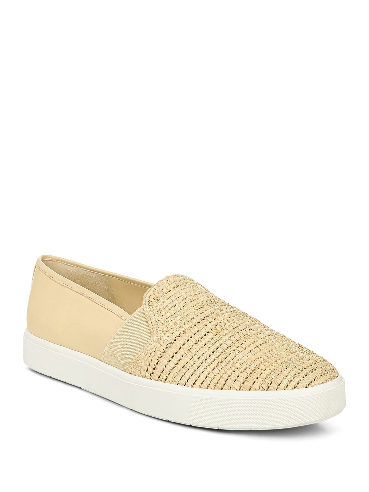 VINCE. Womens Natural Beige Raffia Cushioned Woven Goring Blair Round Toe Slip On Sneakers Shoes 5.5 M