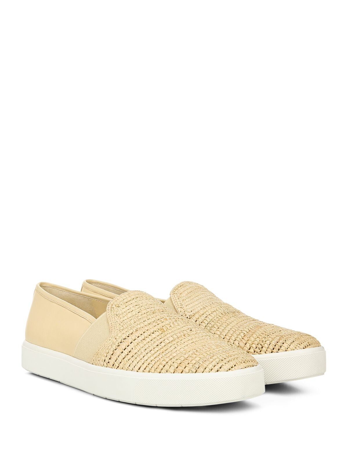 VINCE. Womens Natural Beige Raffia Cushioned Woven Goring Blair Round Toe Slip On Sneakers Shoes 5.5 M