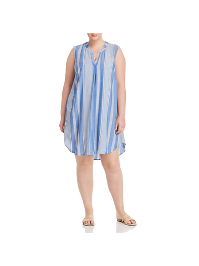 SINGLE THREAD Womens Sleeveless Curved Hem Split Short Shift Dress