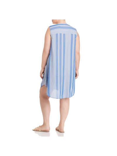 SINGLE THREAD Womens Sleeveless Curved Hem Split Short Shift Dress