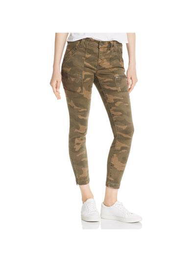 JOSIE Womens Green Stretch Zippered Pocketed Cargo Camouflage Skinny Pants 24