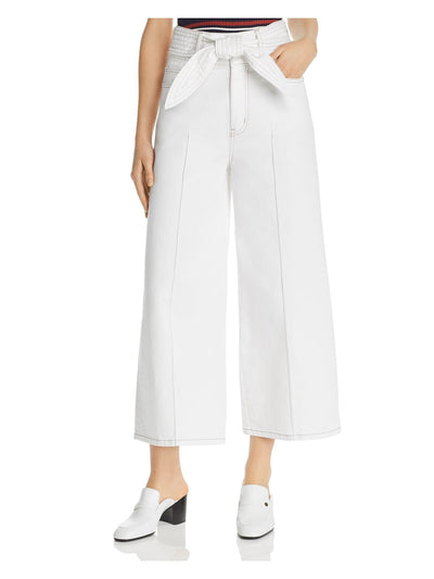 JOIE Womens Cropped Pocketed Belted Wide Leg Pants
