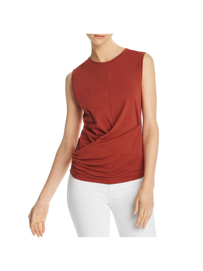 JOIE Womens Orange Sleeveless Jewel Neck Top S