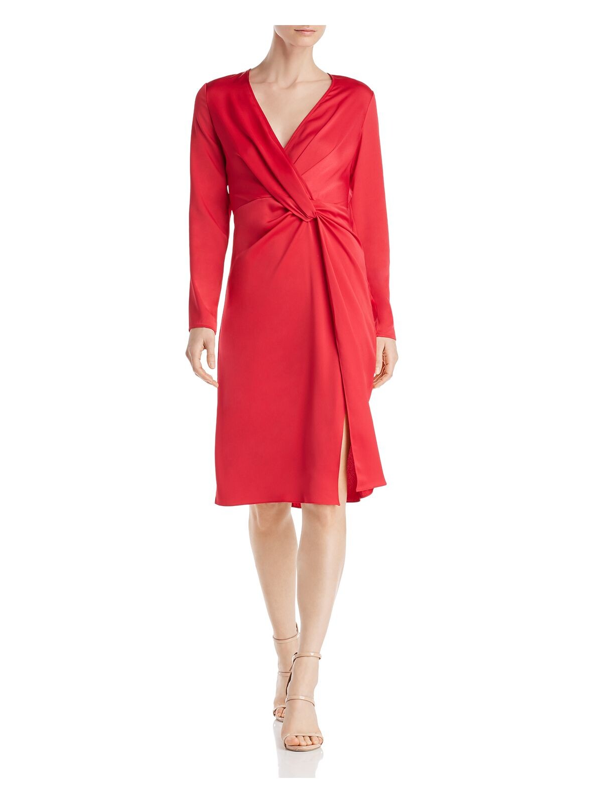 Jaygodfrey Womens Red Long Sleeve V Neck Above The Knee Evening Dress 12